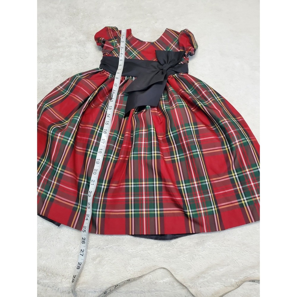 Ralph Lauren Red Green Tartan Plaid Bow Classic Dress Girl 4 Holiday Formal - Picture 7 of 9